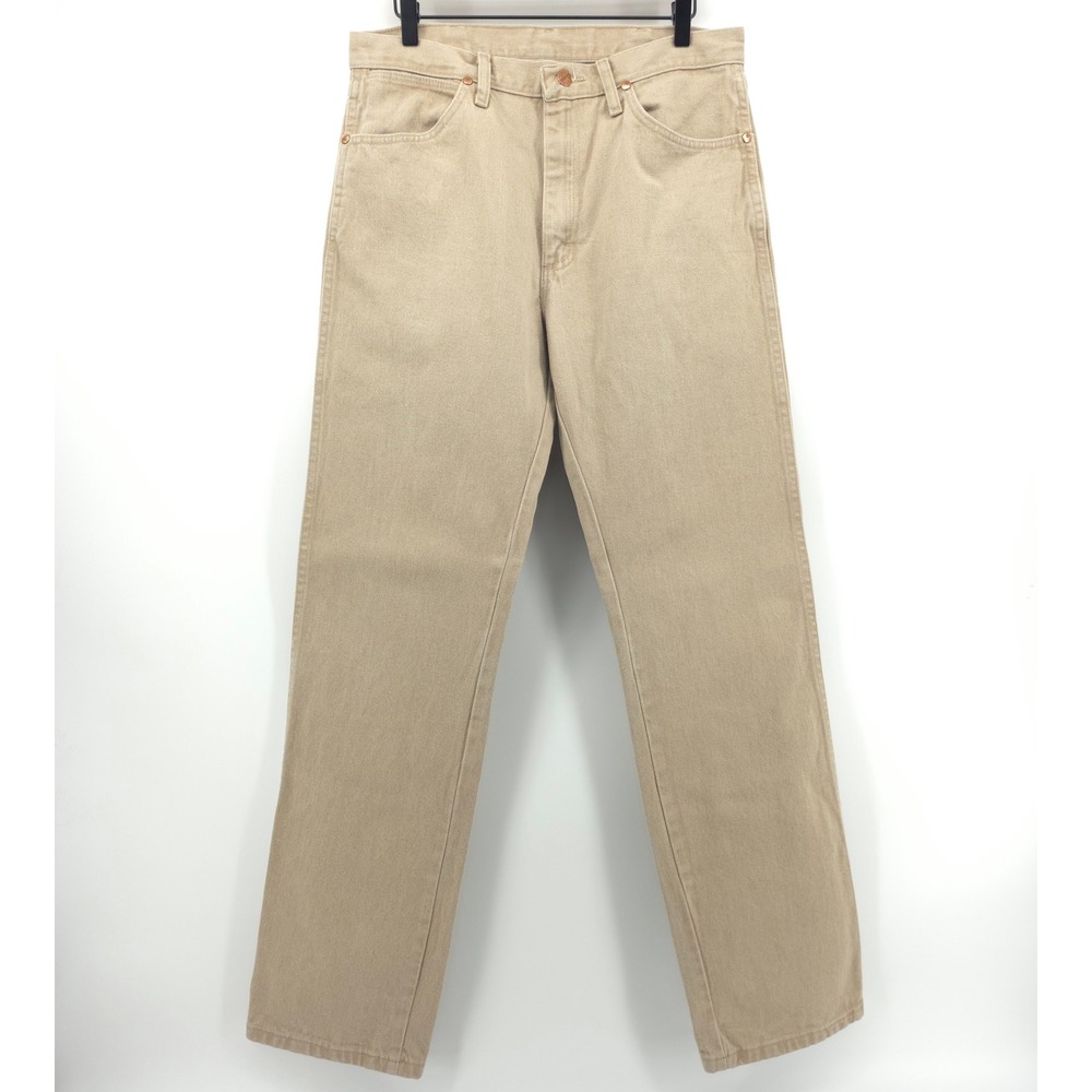 Wrangler 1013MWZTN Men Jeans 33x34 Tan Straight Leg Denim Workwear Pants